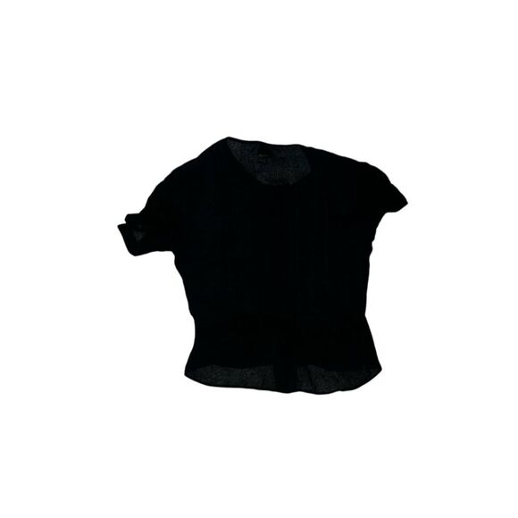 Plenty black sheer blouse size s Short Sleeves Crew Neck Minimalist Monochrome - Picture 2 of 4